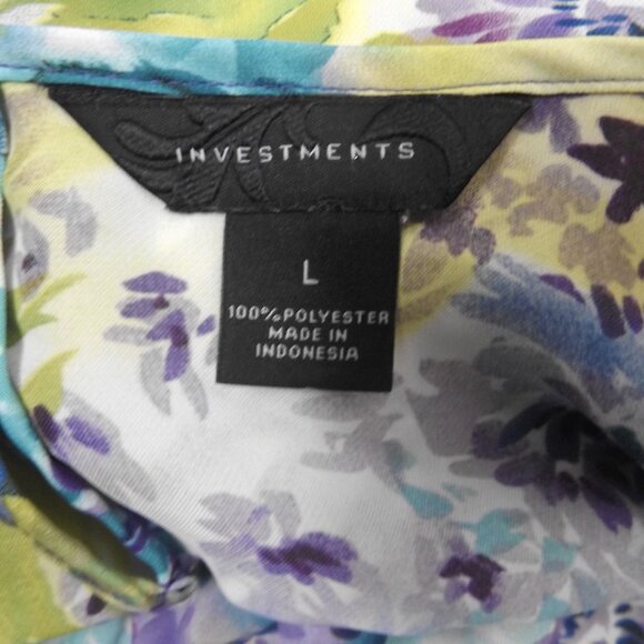 Vintage 80s 90s INVESTMENTS Floral Blouse – Size Large, Bright Retro Vibes - Picture 3 of 7